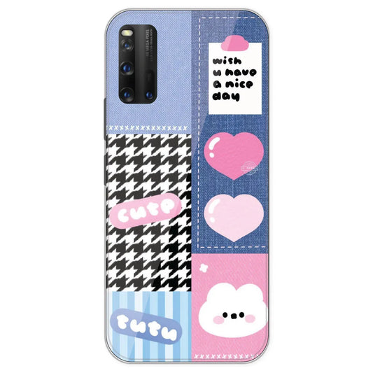 Cute Pink Bear Collage - Printed Silicone Case For IQOO 3