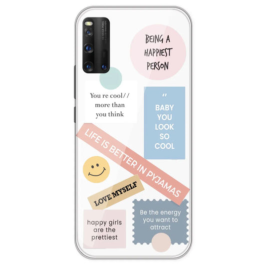 Be Happy - Clear Printed Silicone Case For IQOO 3