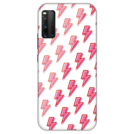 Pink Lightning Bolts - Clear Printed Silicone Case For IQOO 3