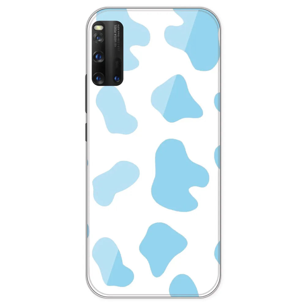 Blue Cow Print - Clear Printed Silicone Case For IQOO 3
