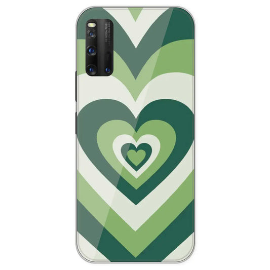 Dark Green Hearts - Printed Silicone Case For IQOO 3