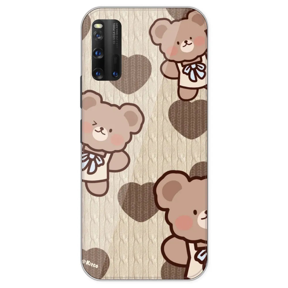 Teddy Heart - Printed Silicone Case For IQOO 3