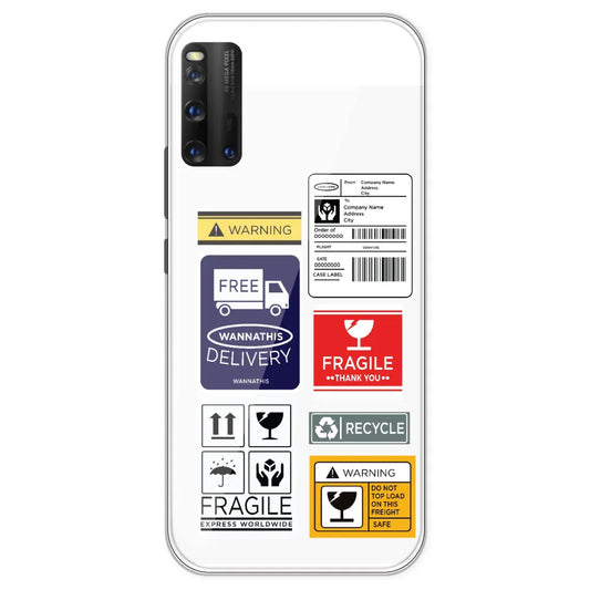 Caution Labels - Clear Printed Silicone Case For IQOO 3