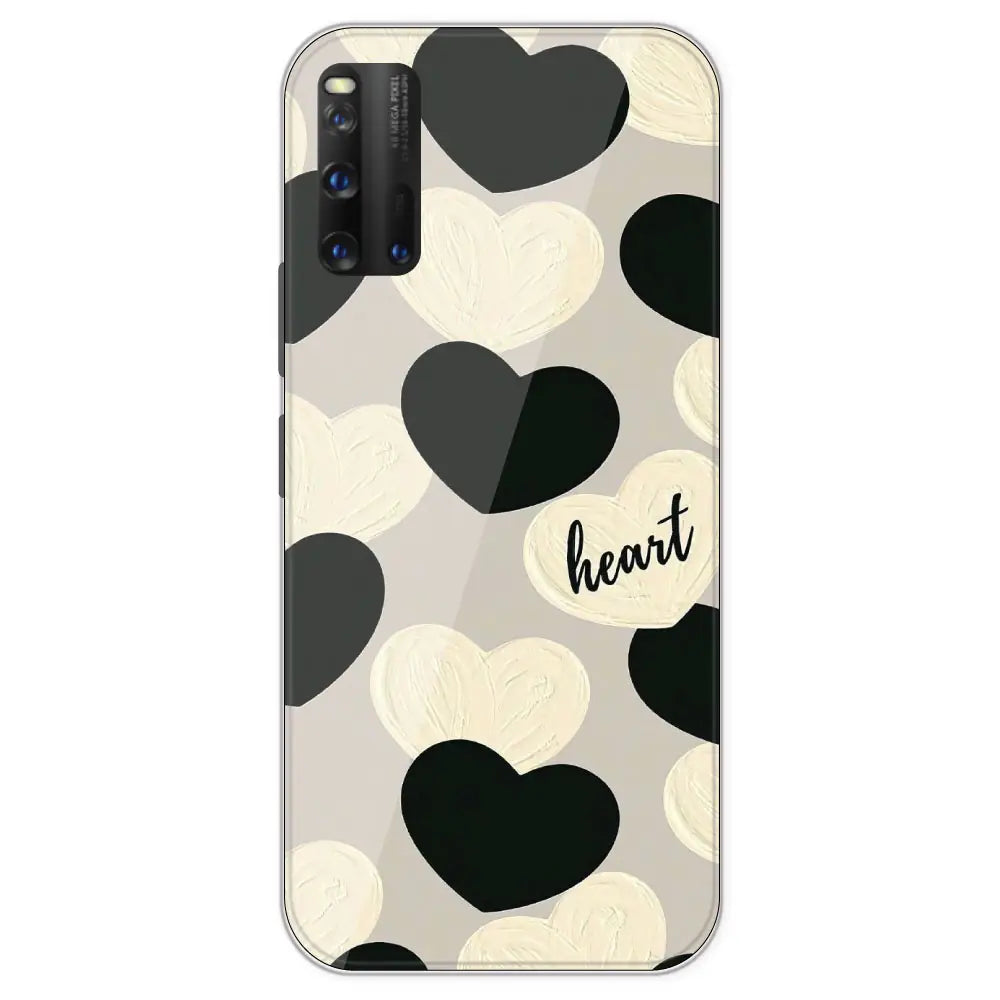 Black And White Heart - Printed Silicone Case For IQOO 3