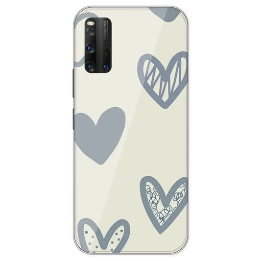 Light Blue Hearts - Printed Silicone Case For IQOO 3