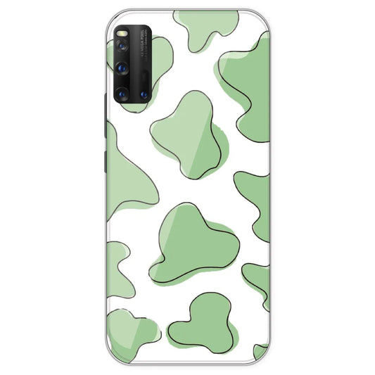 Green Cow Print - Clear Printed Silicone Case For IQOO 3