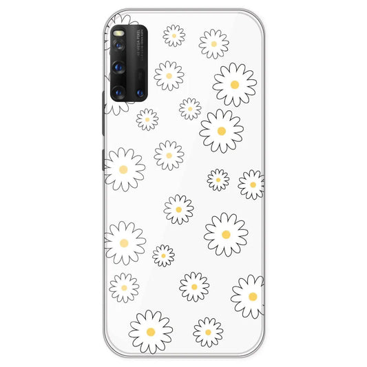 White Flowers - Clear Printed Silicone Case For IQOO 3
