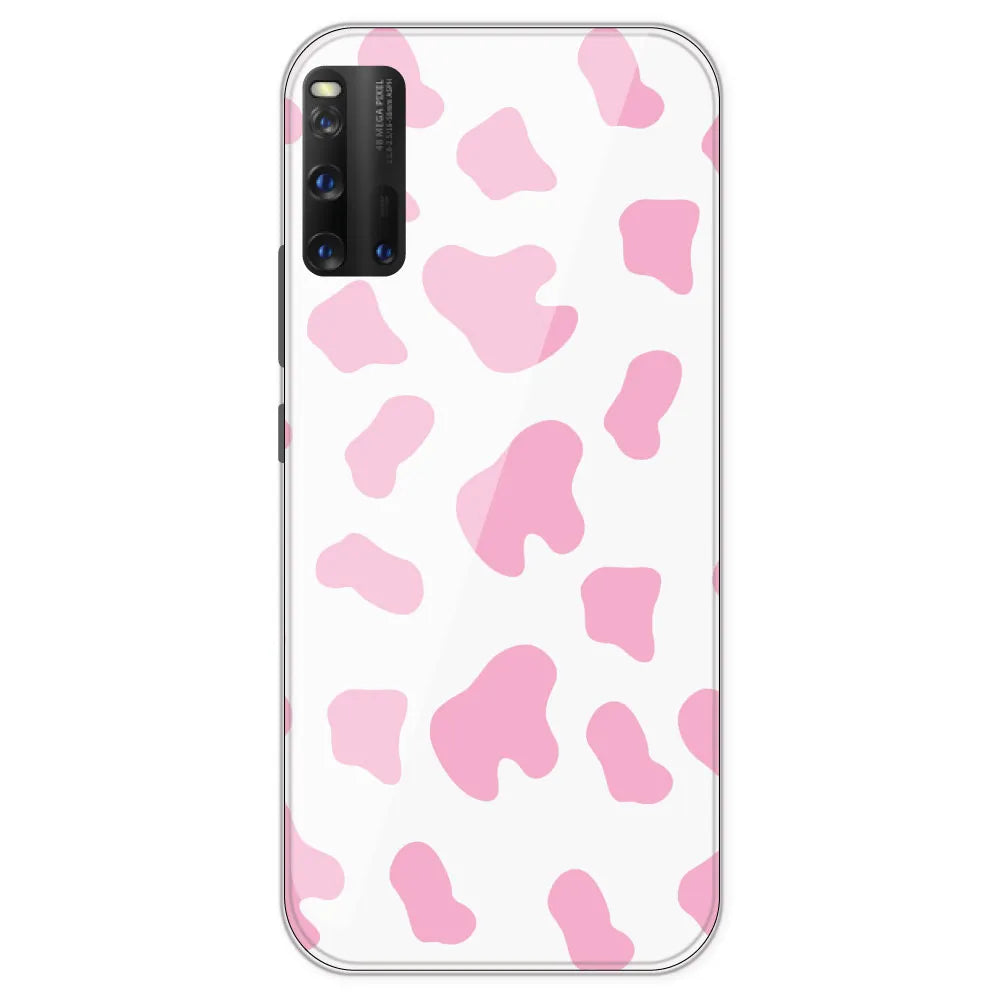 Pink Cow Print - Clear Printed Silicone Case For IQOO 3