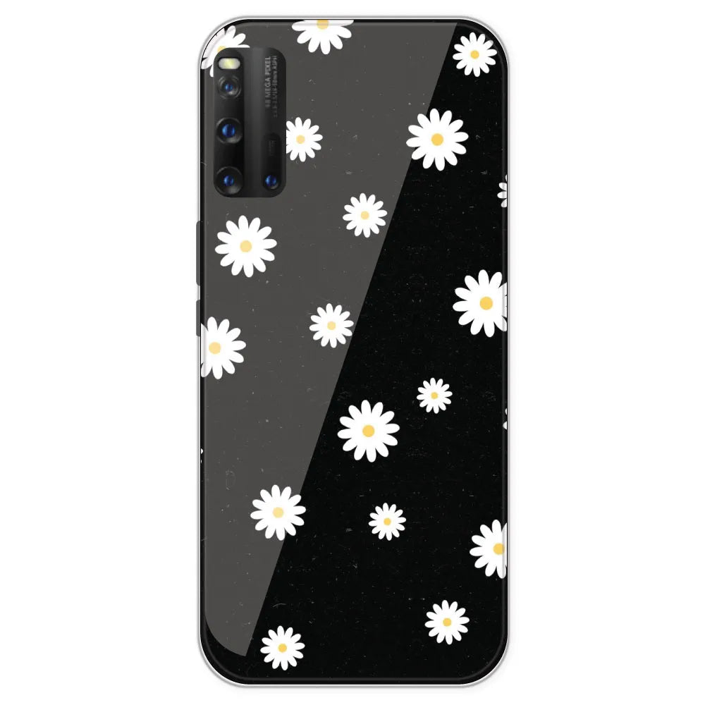 White And Black Flower - Printed Silicone Case For IQOO 3