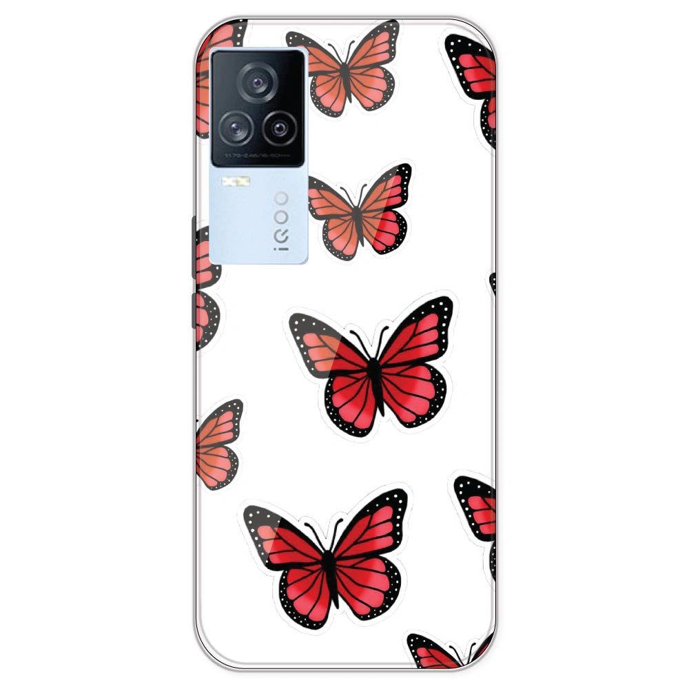 Red Butterfly - Clear Printed Silicone Case For IQOO 7 Legend