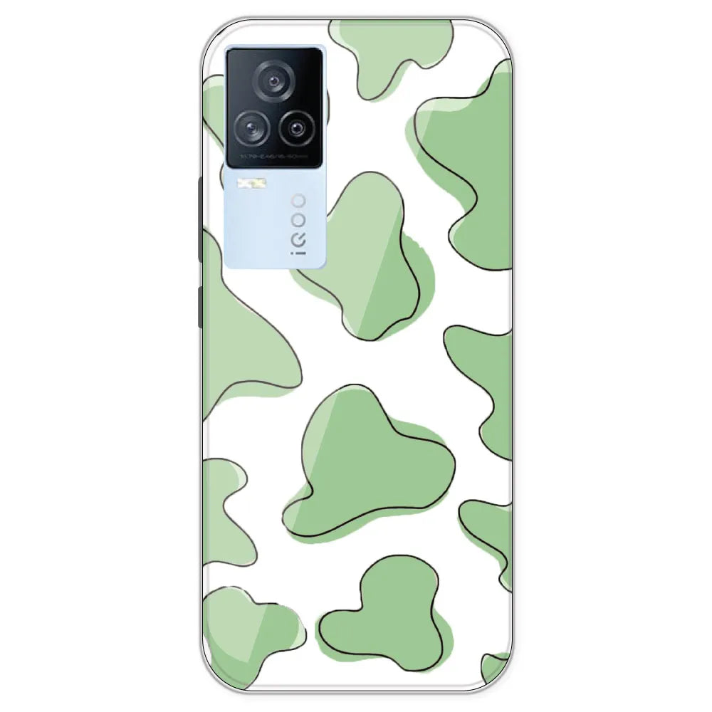 Green Cow Print - Clear Printed Silicone Case For IQOO 7 Legend