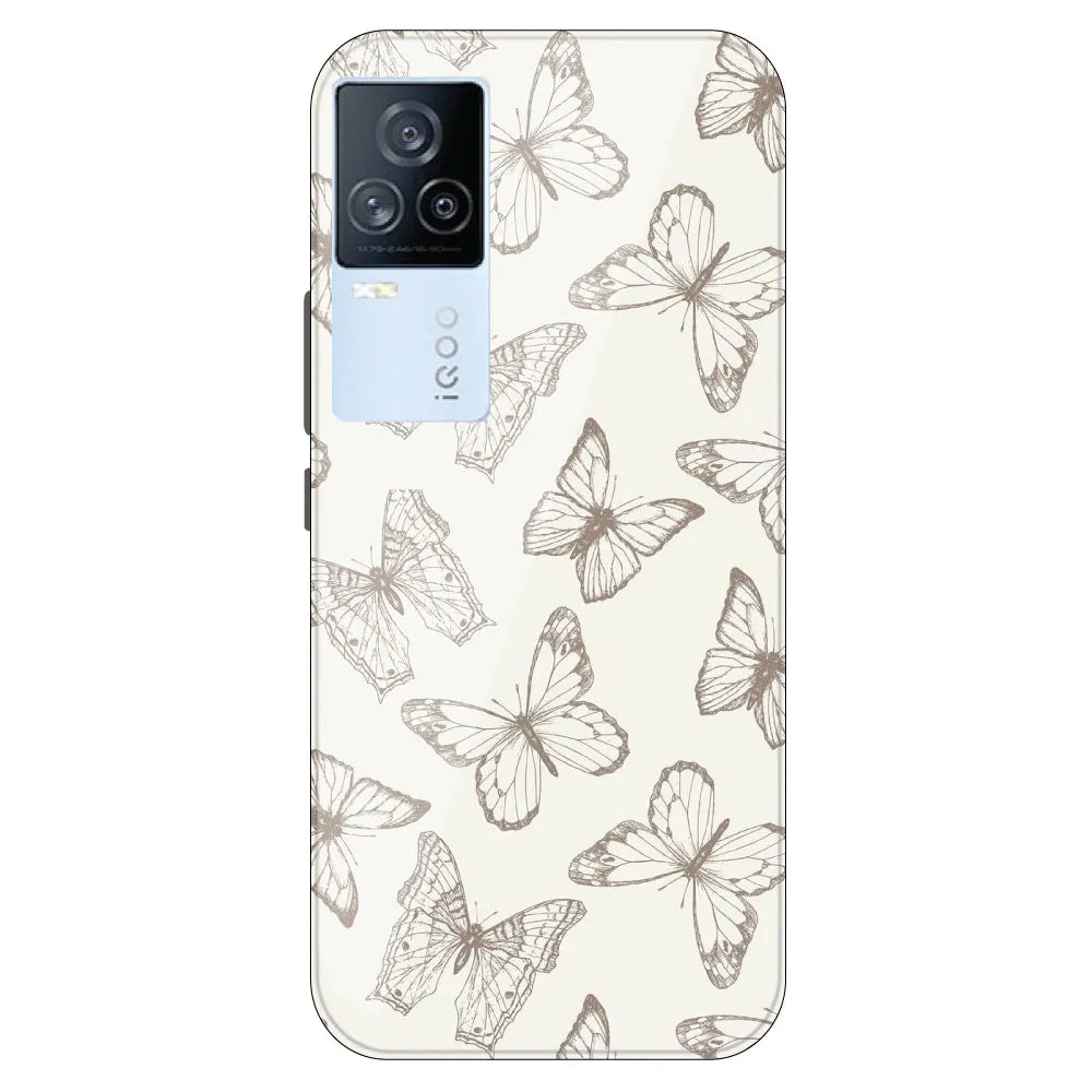 White Butterflies - Printed Silicone Case For IQOO 7 Legend