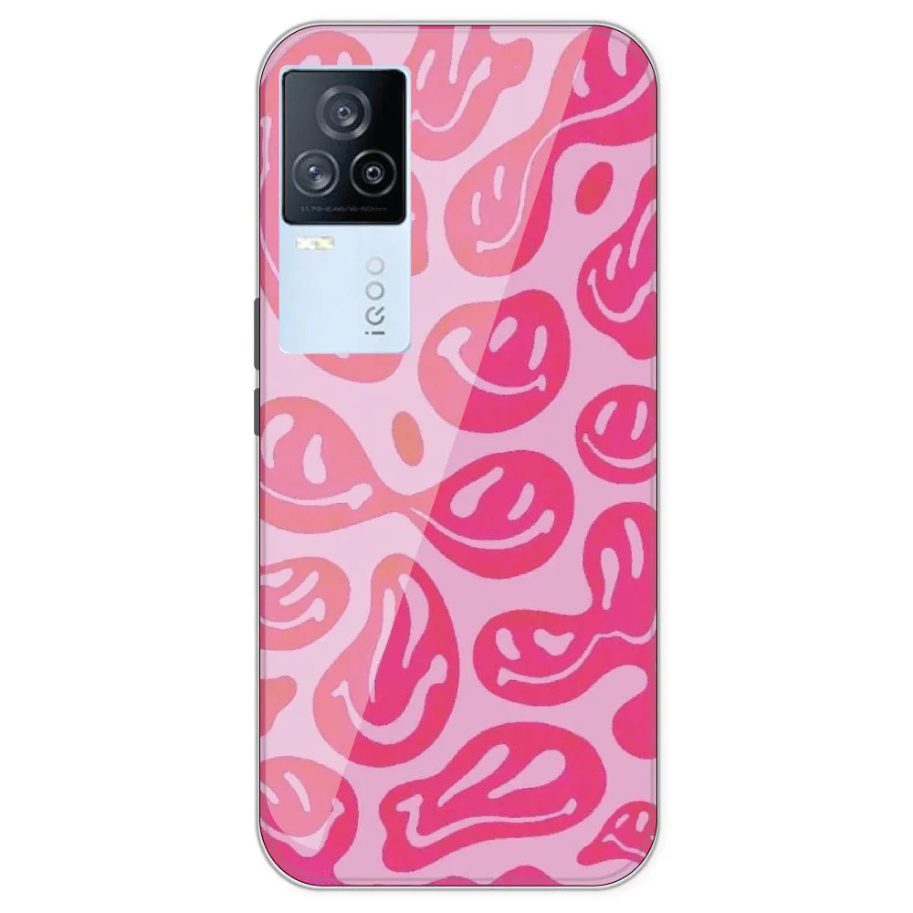 Pink Smilies - Printed Silicone Case For IQOO 7 Legend