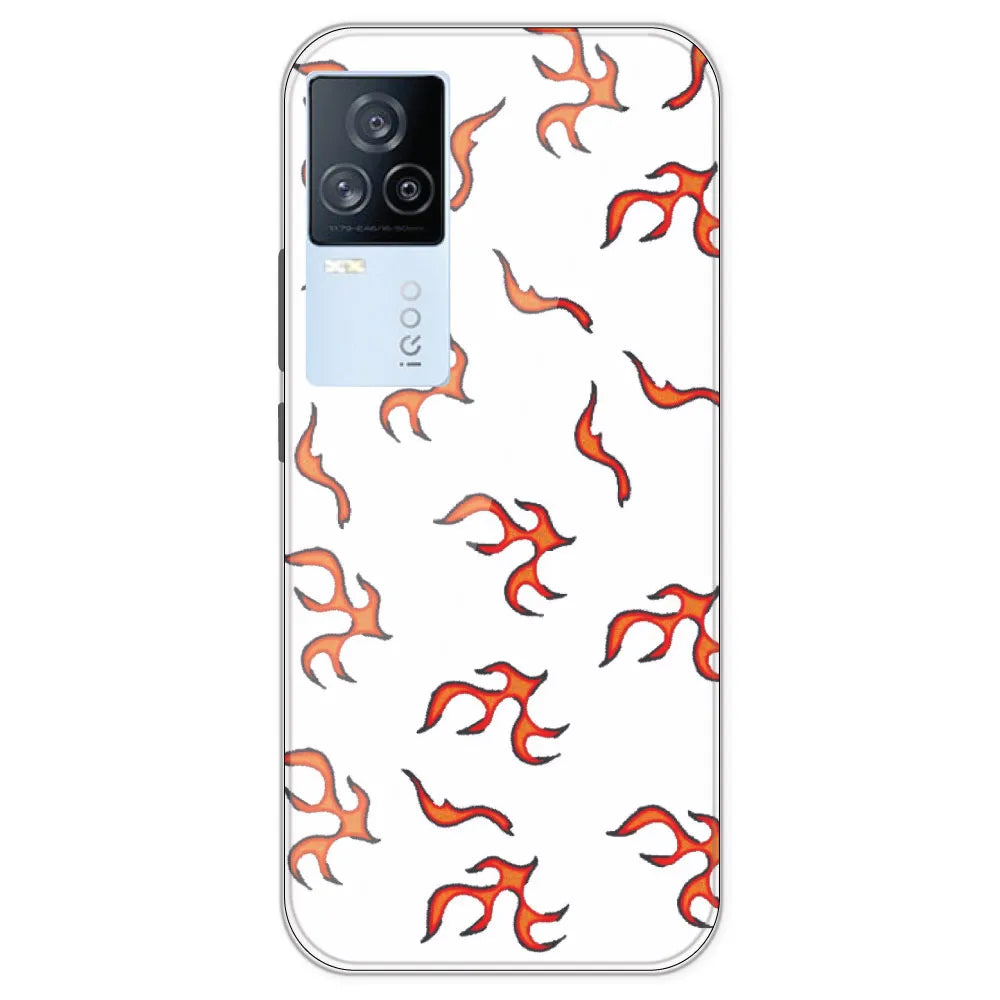 Orange Mini Flames - Clear Printed Silicone Case For IQOO 7 Legend