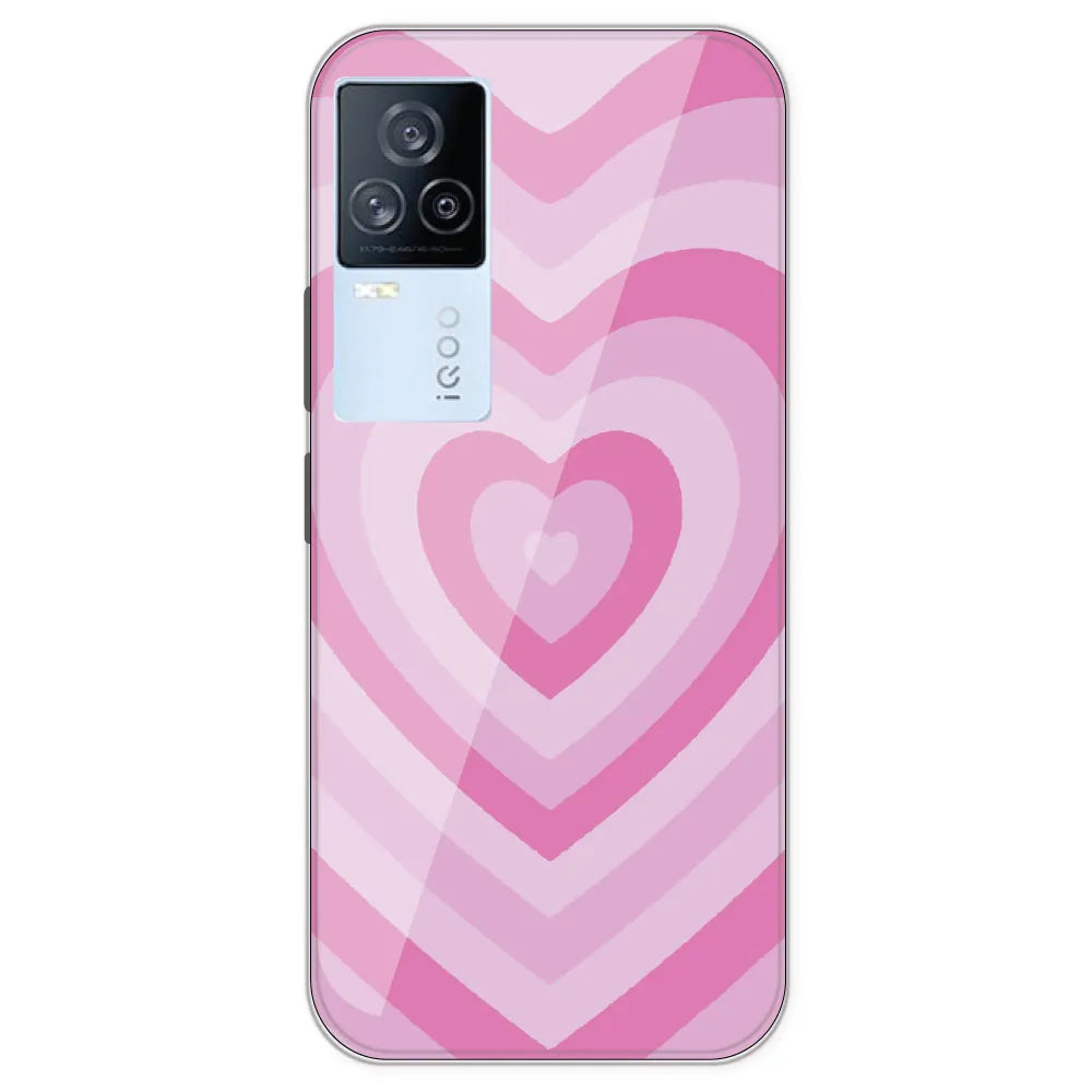Pink Hearts - Printed Silicone Case For IQOO 7 Legend