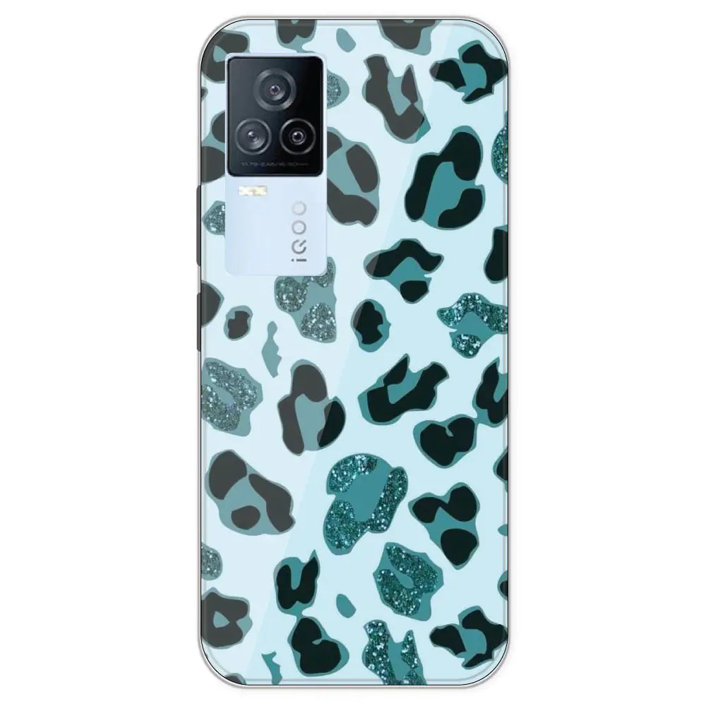 Blue Leopard Glitter Print - Printed Silicone Case For IQOO 7 Legend