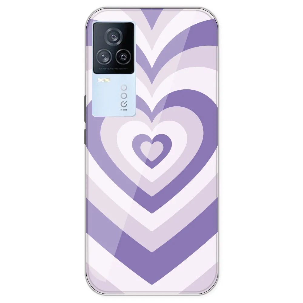 Dark Purple Hearts - Printed Silicone Case For IQOO 7 Legend