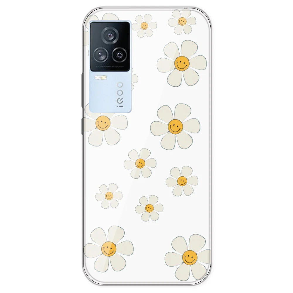 Smile Flowers - Clear Printed Silicone Case For IQOO 7 Legend