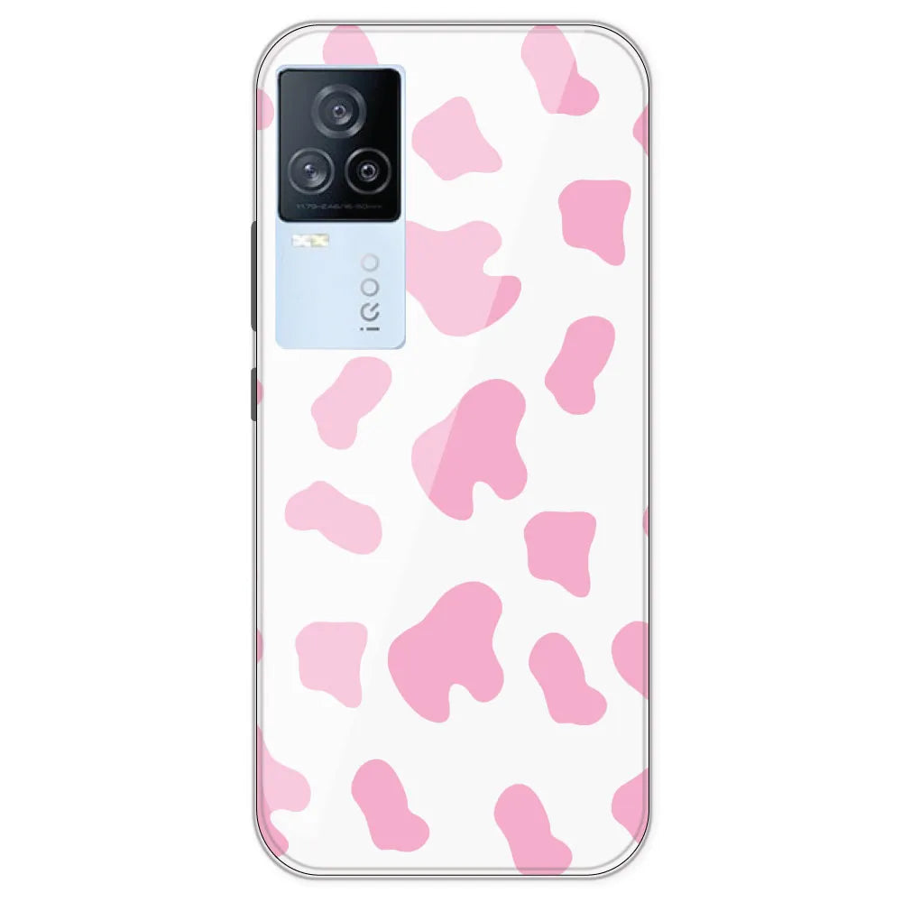 Pink Cow Print - Clear Printed Silicone Case For IQOO 7 Legend