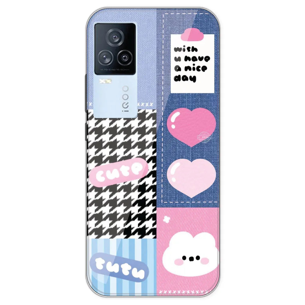 Cute Pink Bear Collage - Printed Silicone Case For IQOO 7 Legend