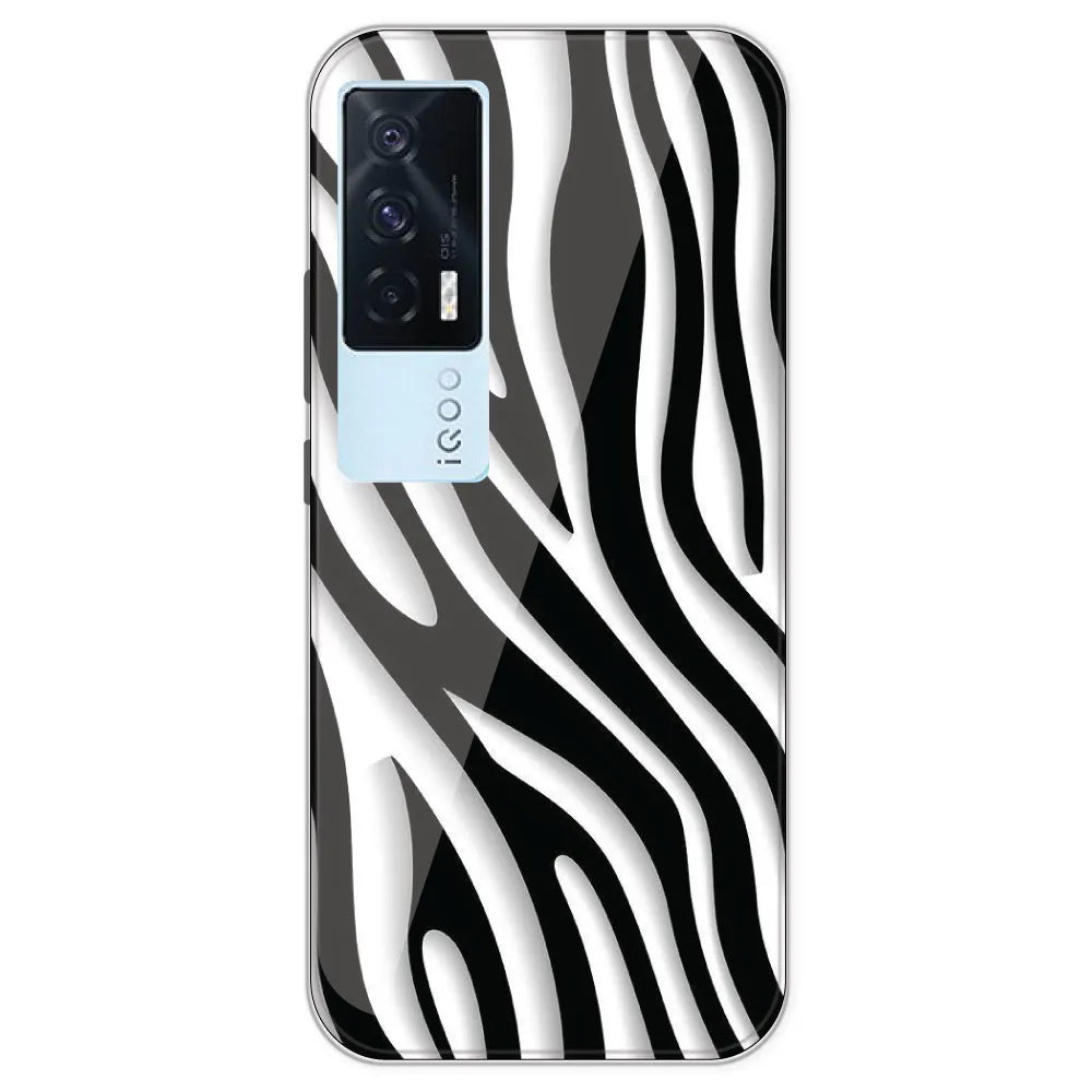 Zebra Print - Clear Printed Silicone Case For IQOO 7