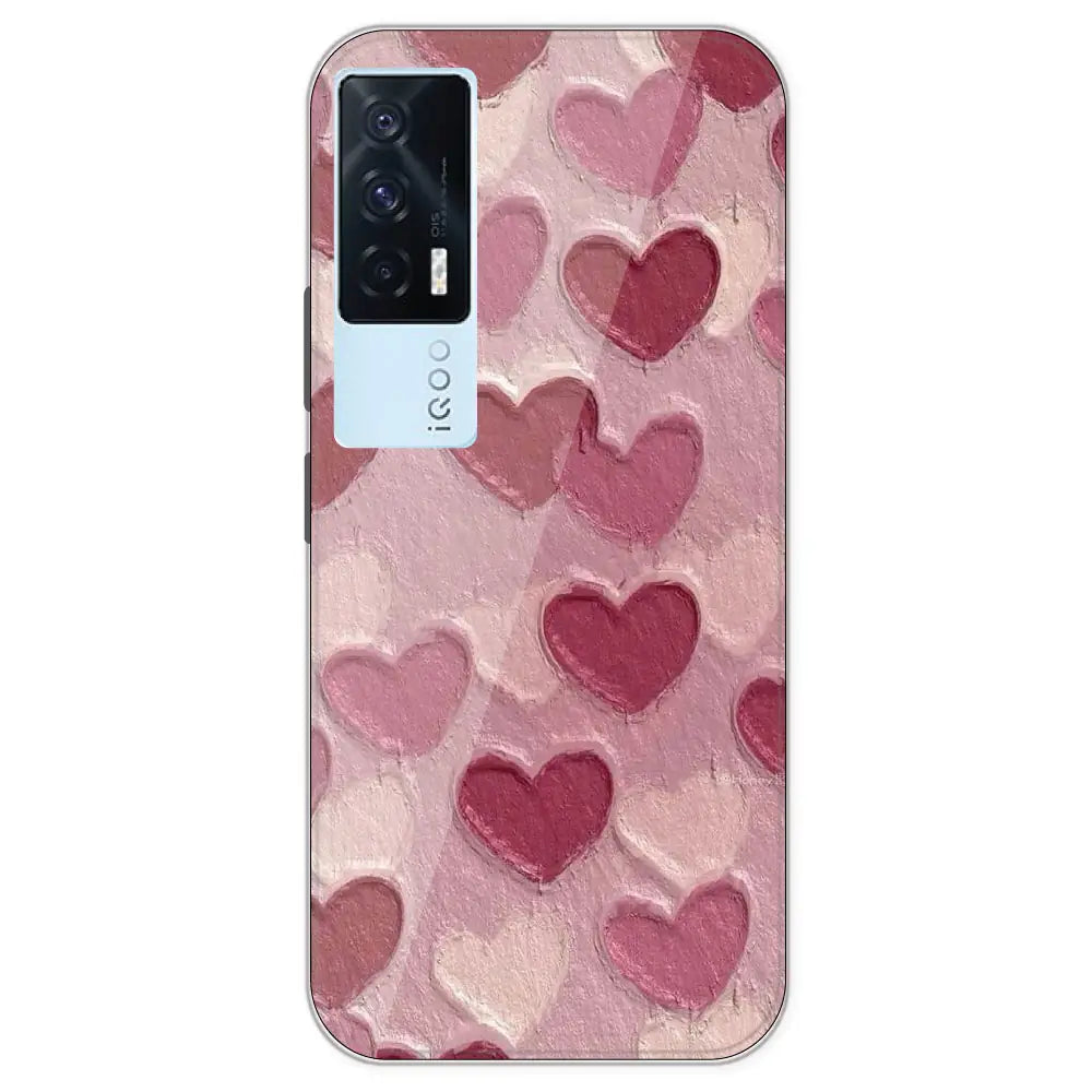 Pastel Hearts - Printed Silicone Case For IQOO 7