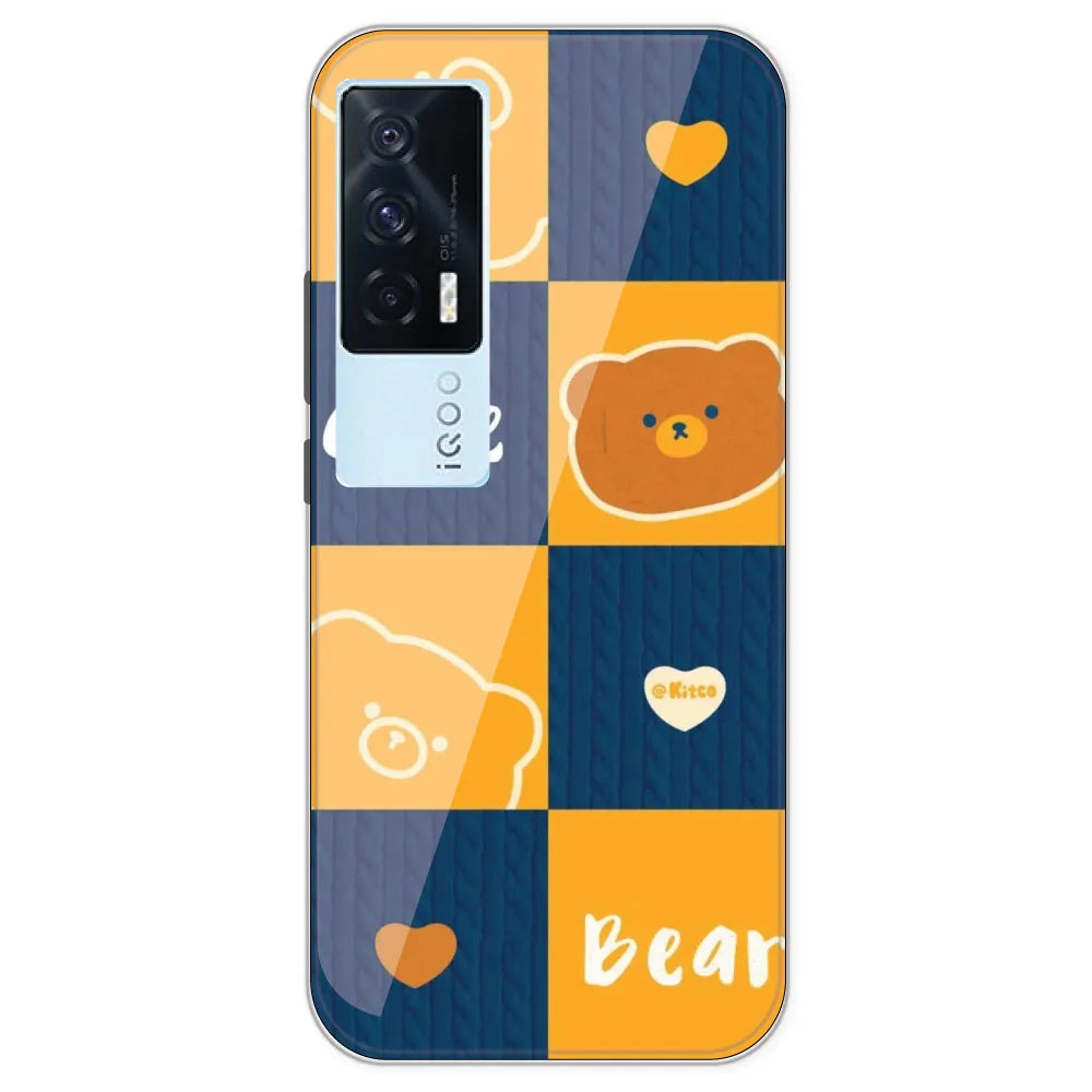 Cute Bear Collage - Printed Silicone Case For IQOO 7