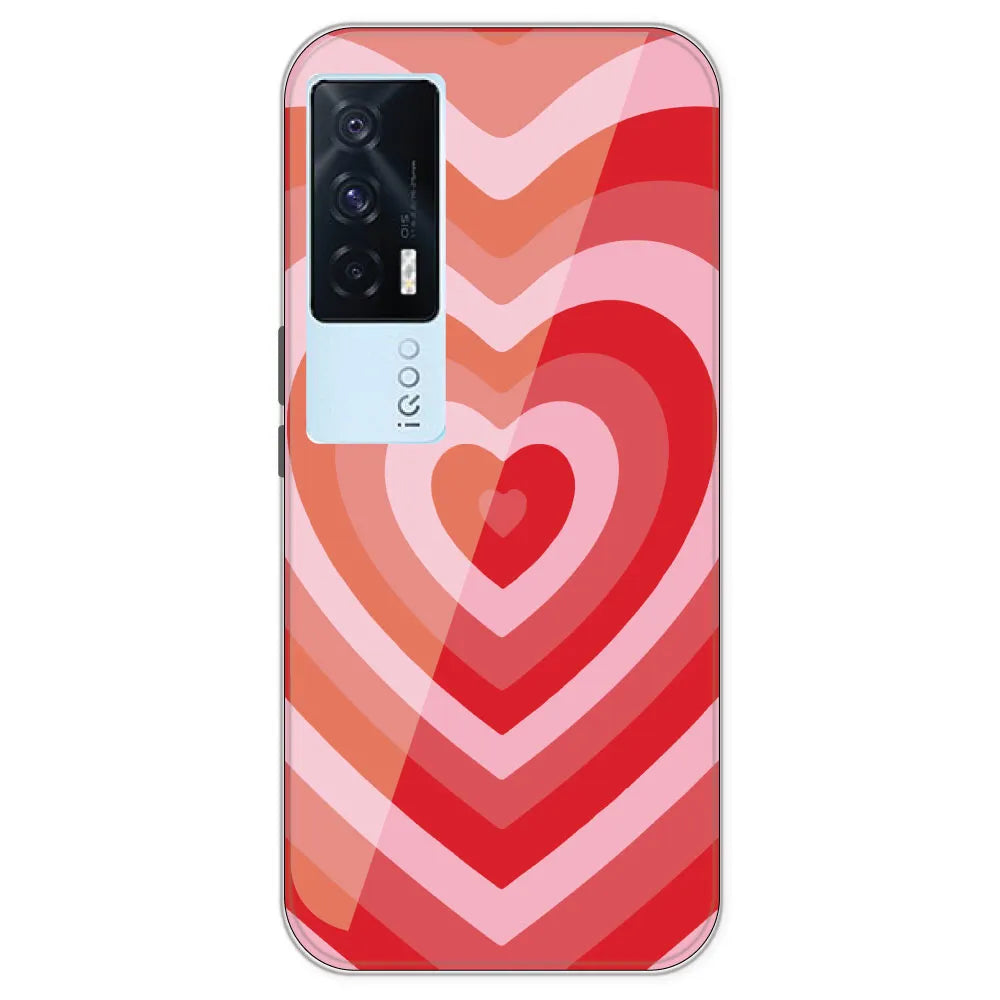 Red Hearts - Printed Silicone Case For IQOO 7