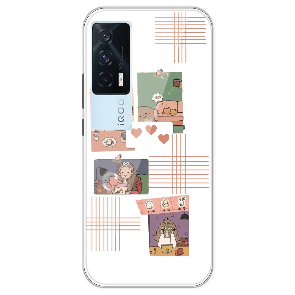 Cute Girl - Clear Printed Silicone Case For IQOO 7