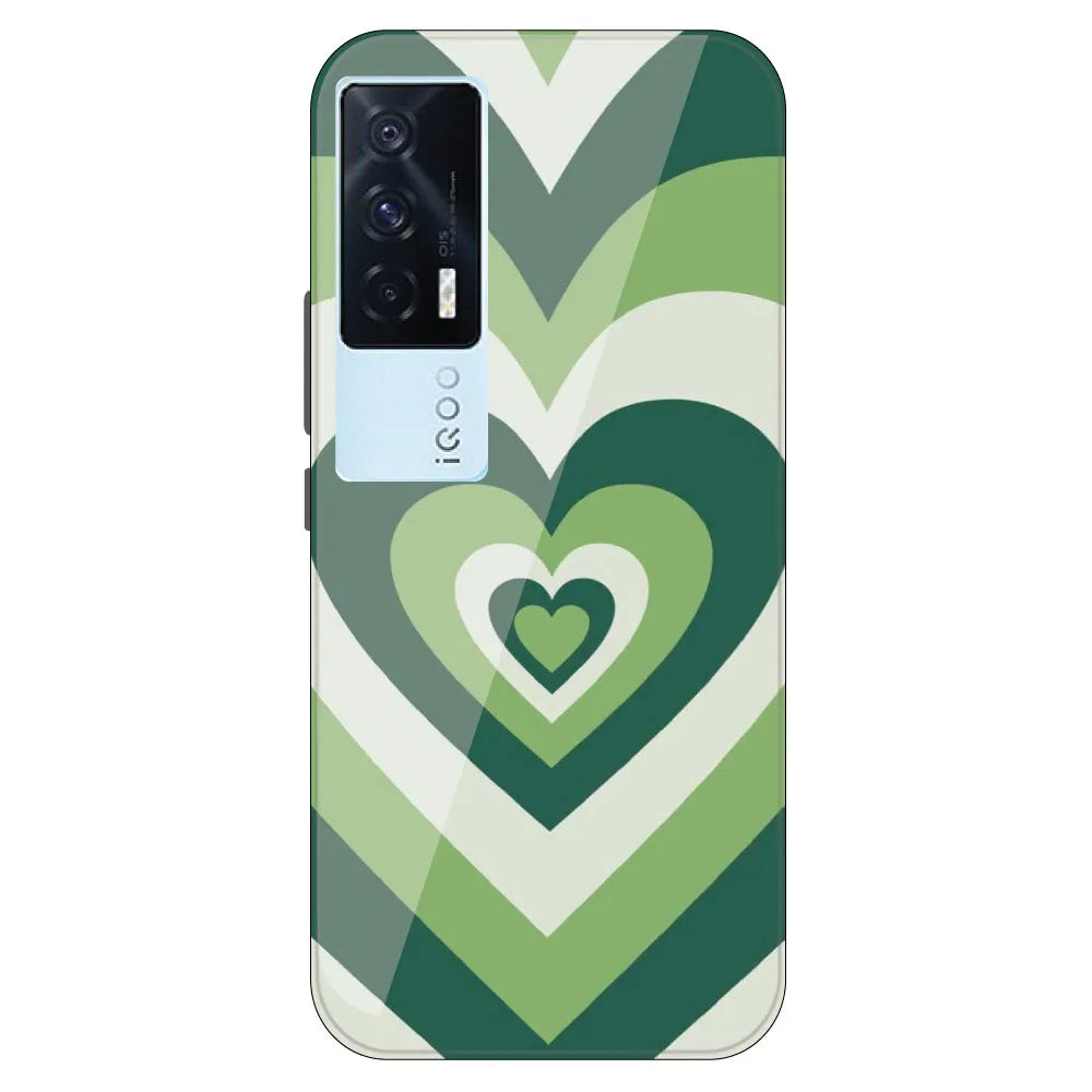 Dark Green Hearts - Printed Silicone Case For IQOO 7