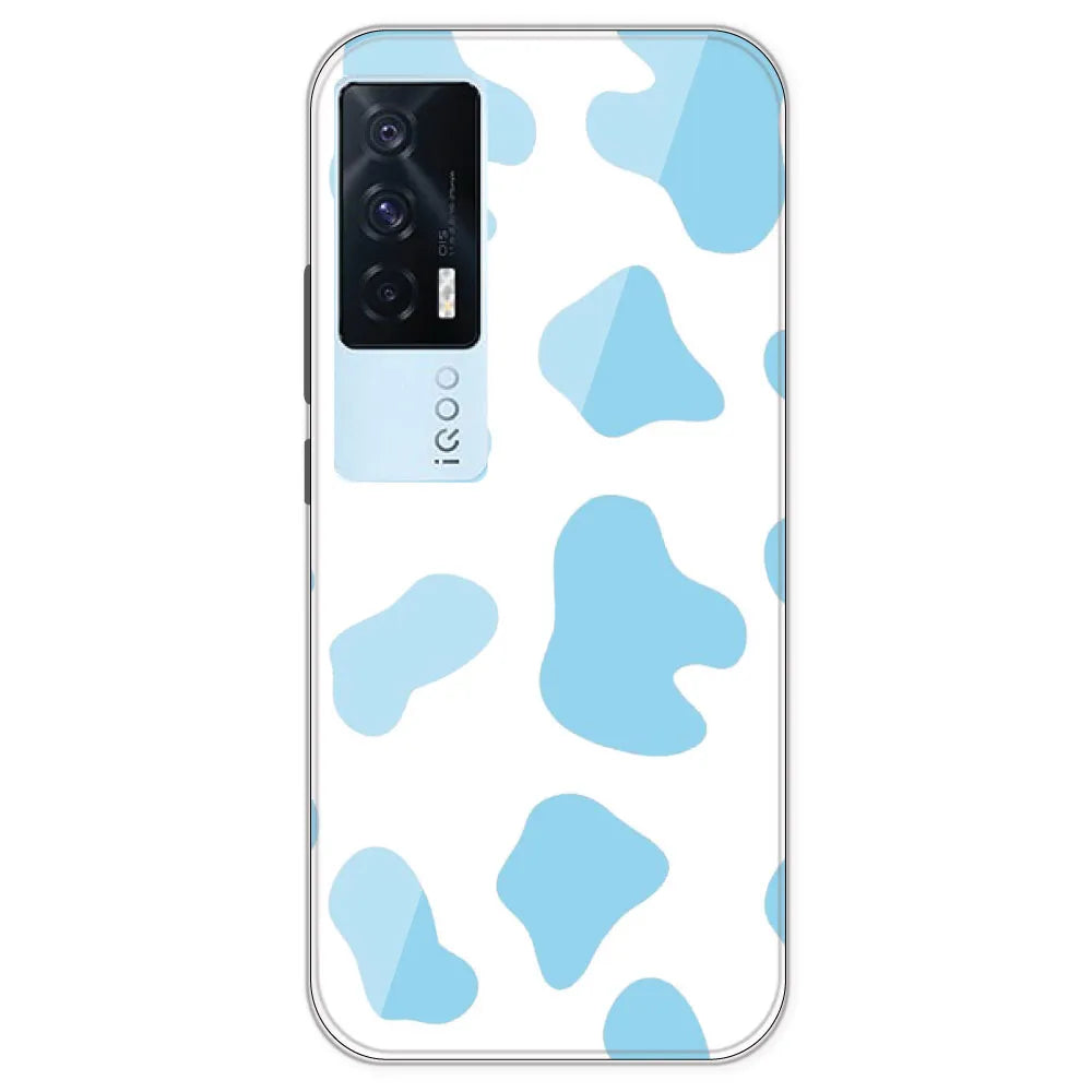 Blue Cow Print - Clear Printed Silicone Case For IQOO 7