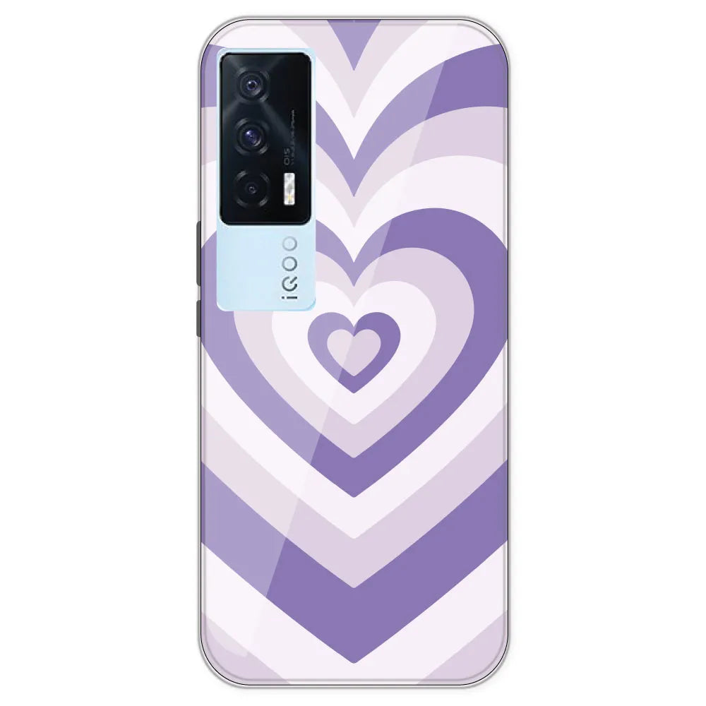 Dark Purple Hearts - Printed Silicone Case For IQOO 7