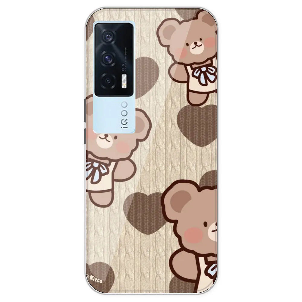 Teddy Heart - Printed Silicone Case For IQOO 7