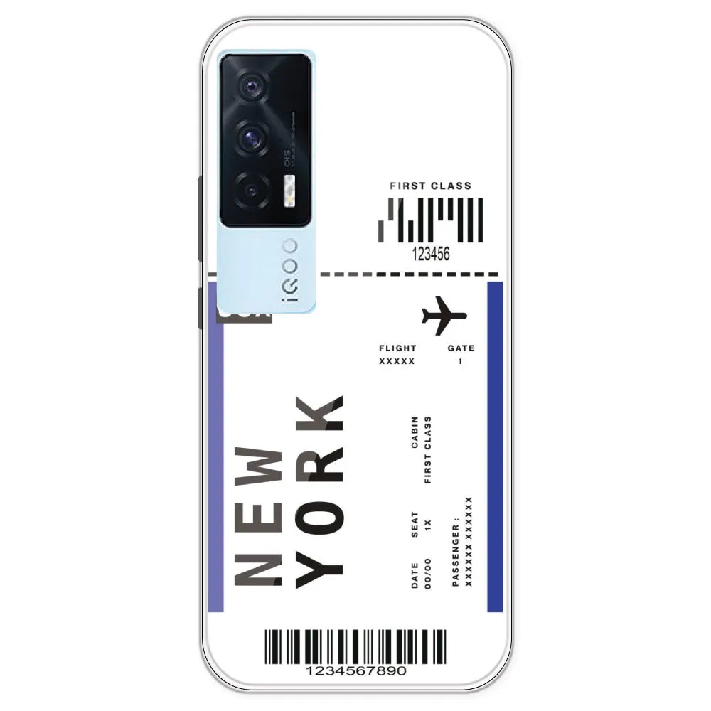 New York Ticket - Clear Printed Silicone Case For IQOO 7