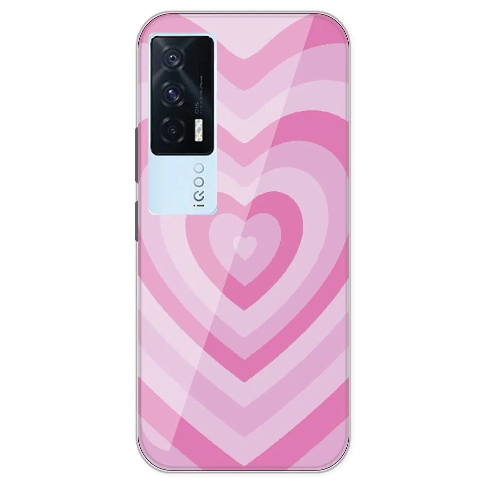 Pink Hearts - Printed Silicone Case For IQOO 7