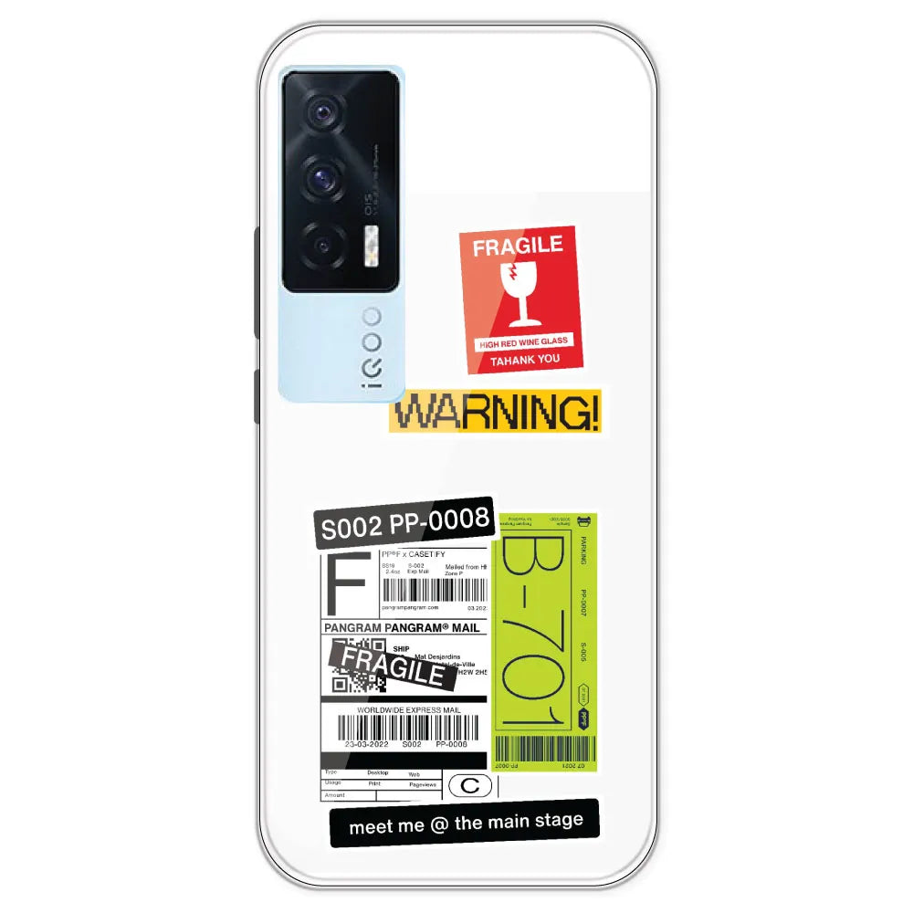 Fragile Labels - Clear Printed Silicone Case For IQOO 7