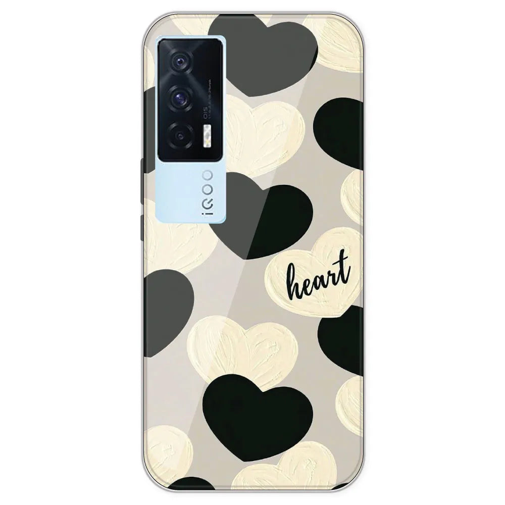 Black And White Heart - Printed Silicone Case For IQOO 7