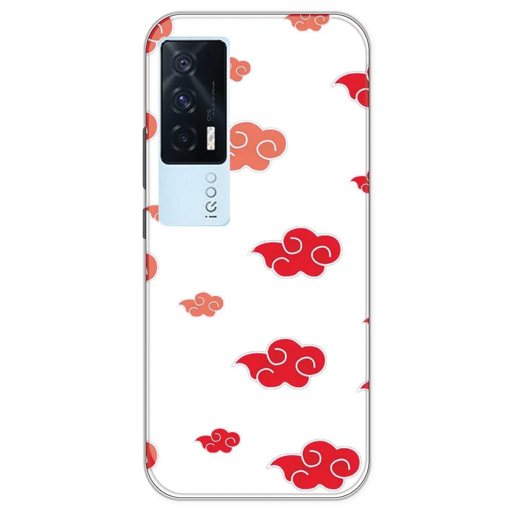 Red Clouds - Clear Printed Silicone Case For IQOO 7