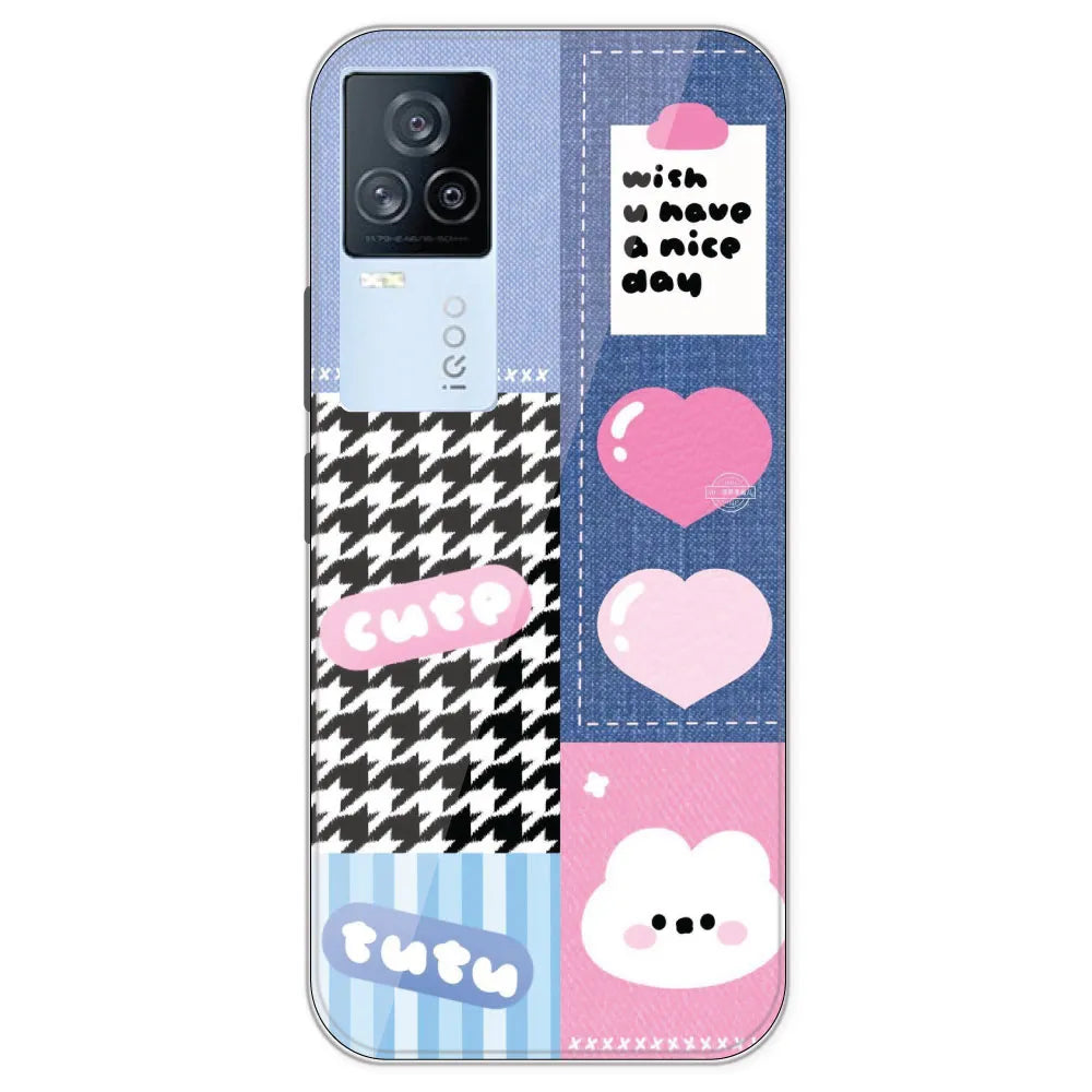 Cute Pink Bear Collage - Printed Silicone Case For IQOO 7 Legend