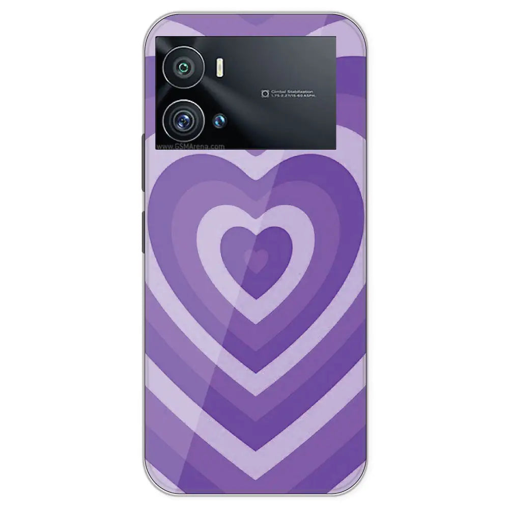 Purple Hearts - Printed Silicone Case For IQOO 9 Pro
