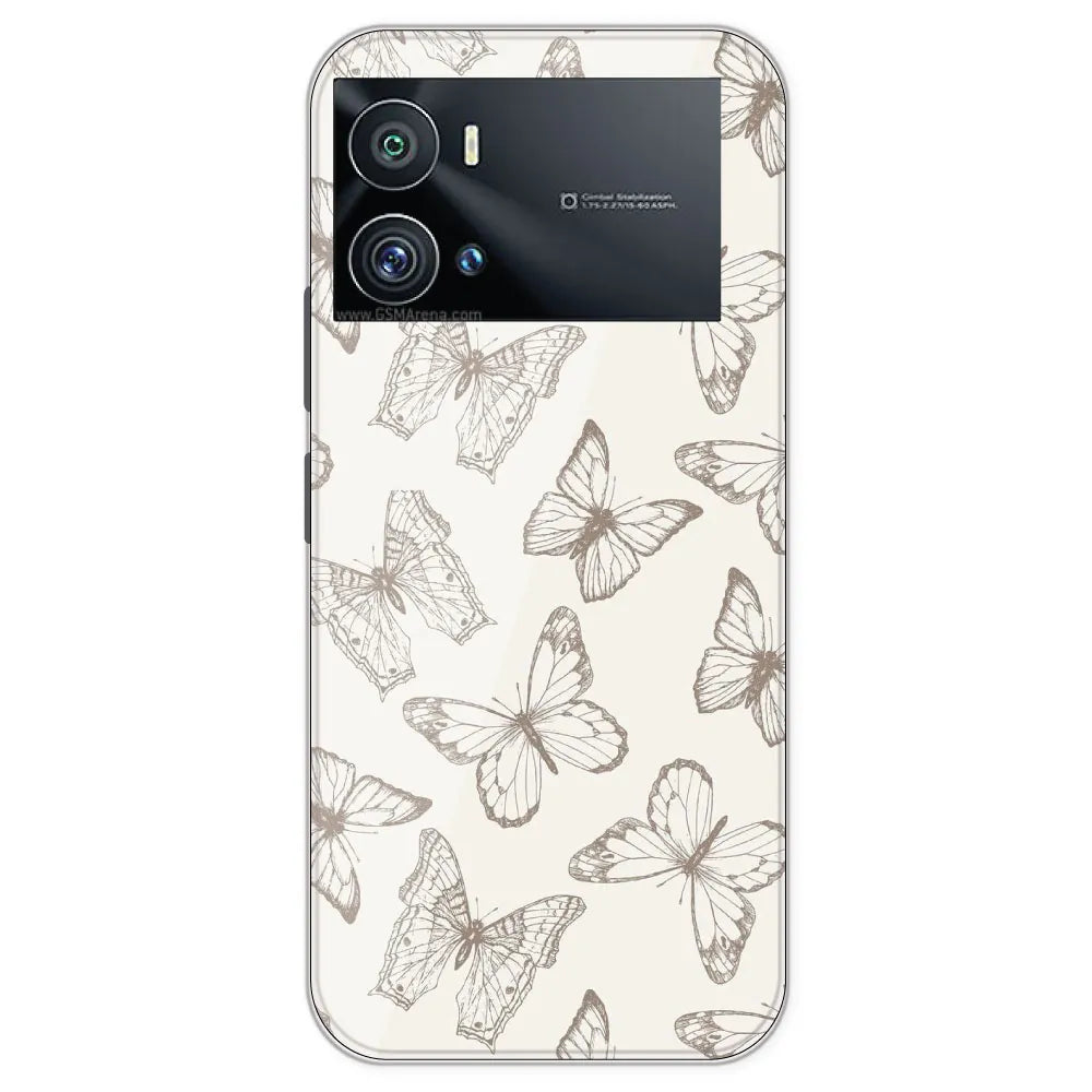 White Butterflies - Printed Silicone Case For IQOO 9 Pro