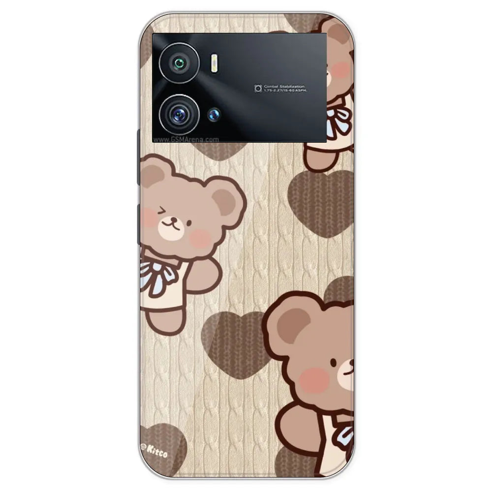 Teddy Heart - Printed Silicone Case For IQOO 9 Pro