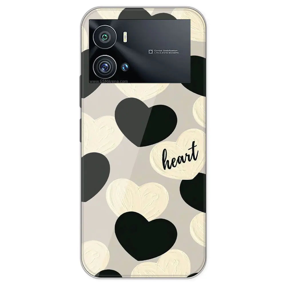 Black And White Heart - Printed Silicone Case For IQOO 9 Pro