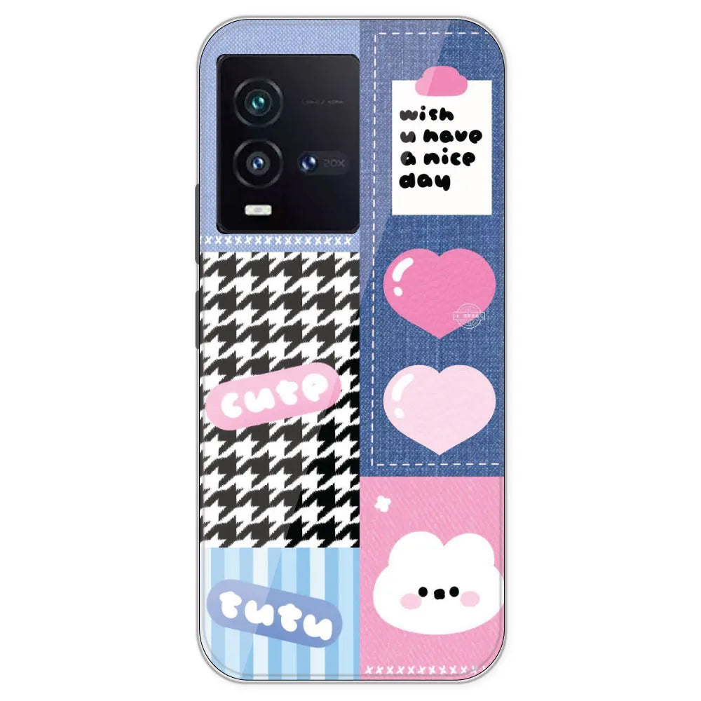 Cute Pink Bear Collage - Printed Silicone Case For IQOO 9SE