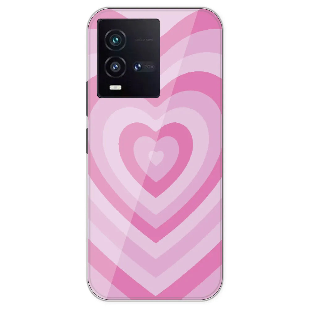 Pink Hearts - Printed Silicone Case For IQOO 9SE