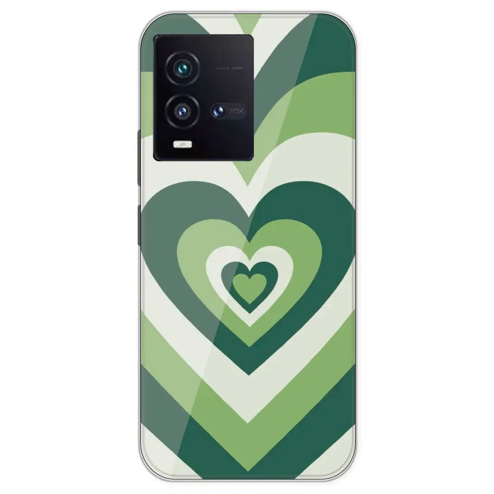Dark Green Hearts - Printed Silicone Case For IQOO 9SE