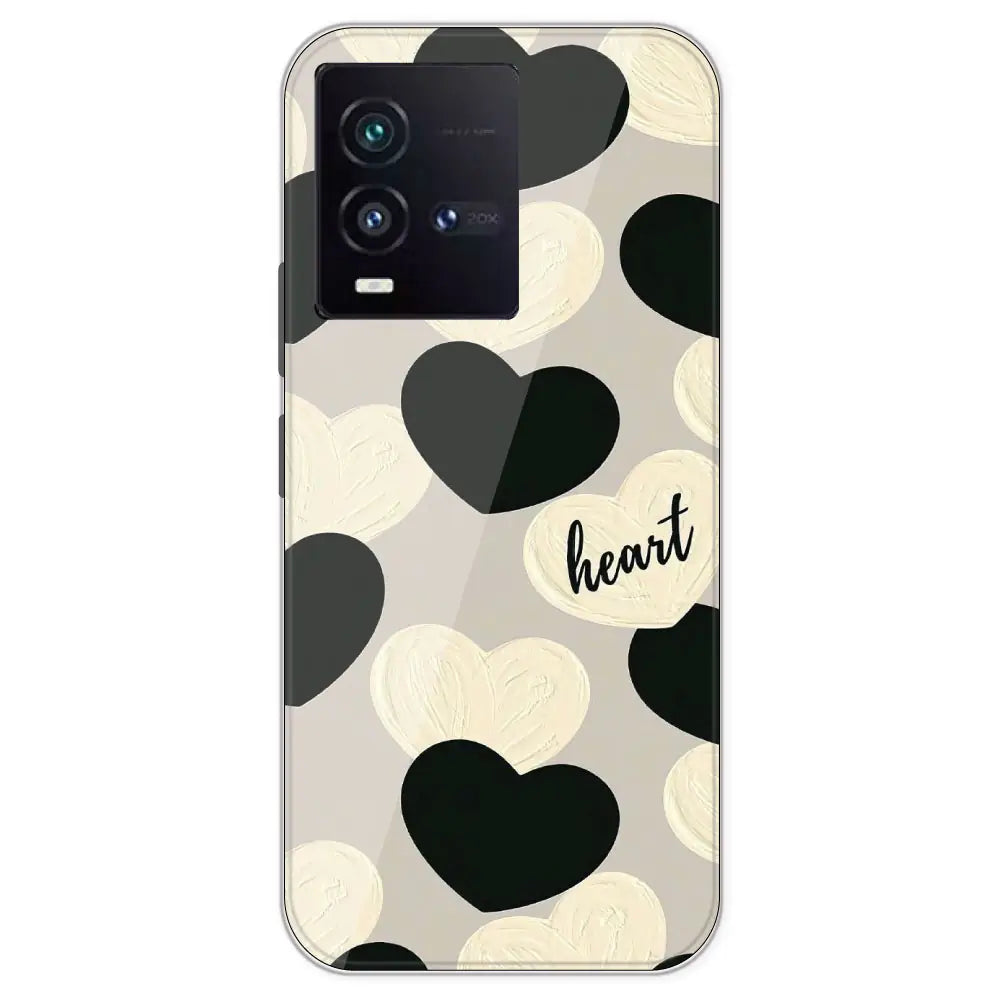 Black And White Heart - Printed Silicone Case For IQOO 9SE