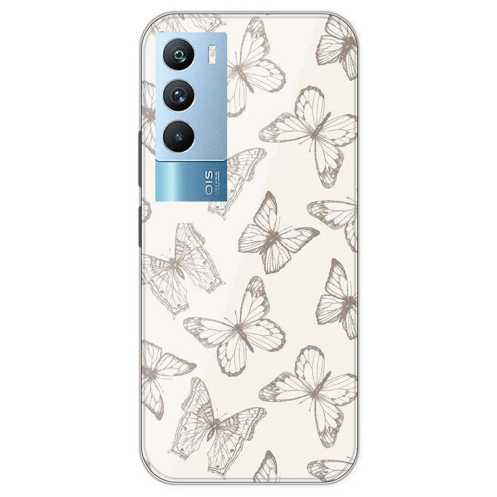 White Butterflies - Printed Silicone Case For IQOO 9T