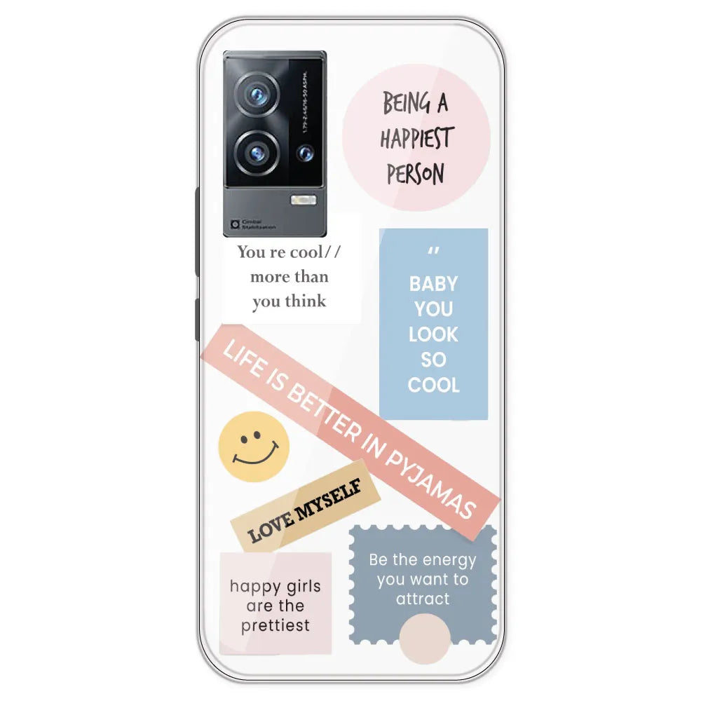 Be Happy - Clear Printed Silicone Case For IQOO 9