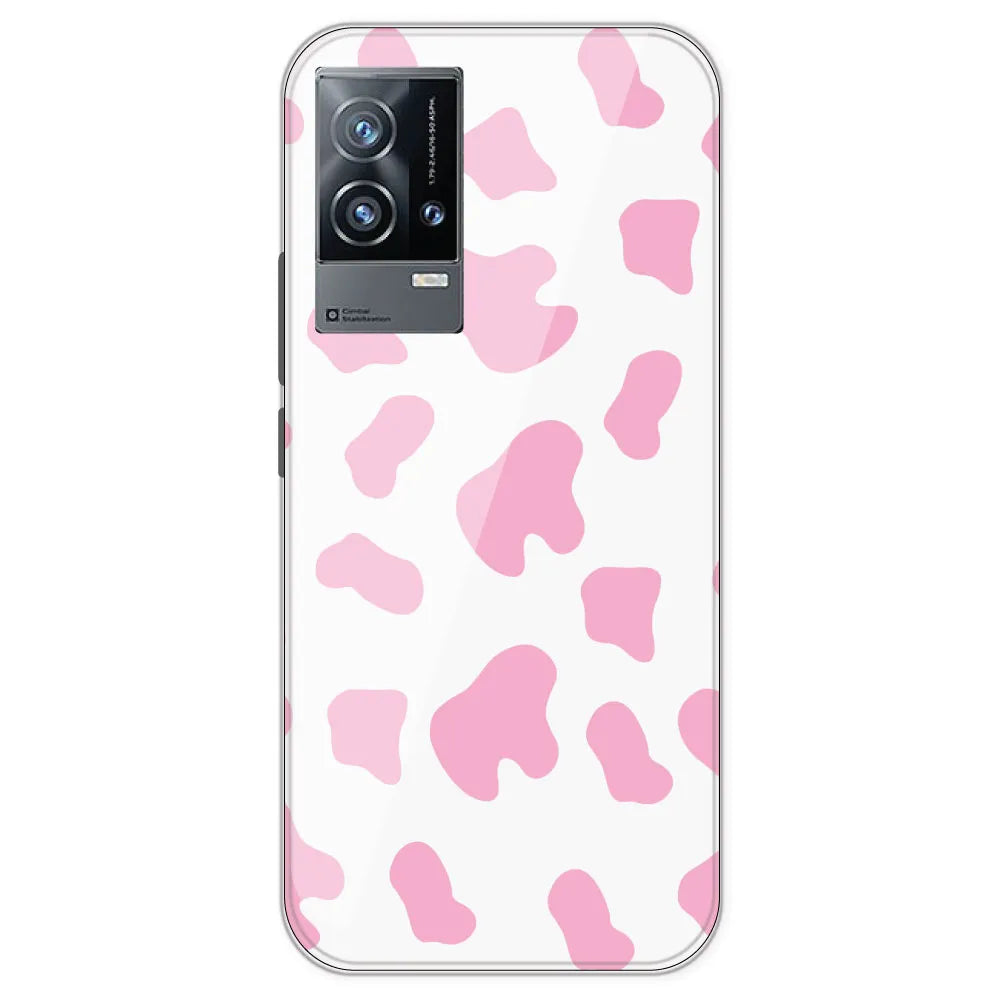Pink Cow Print - Clear Printed Silicone Case For IQOO 9